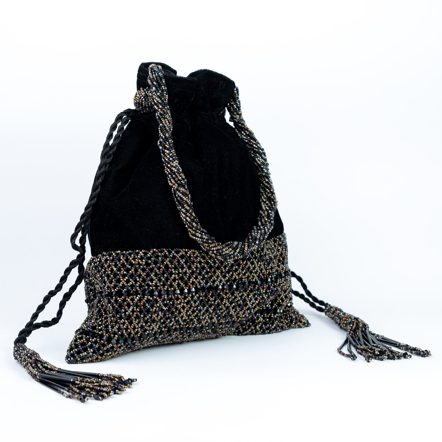 Black Velvet & Beaded Potli