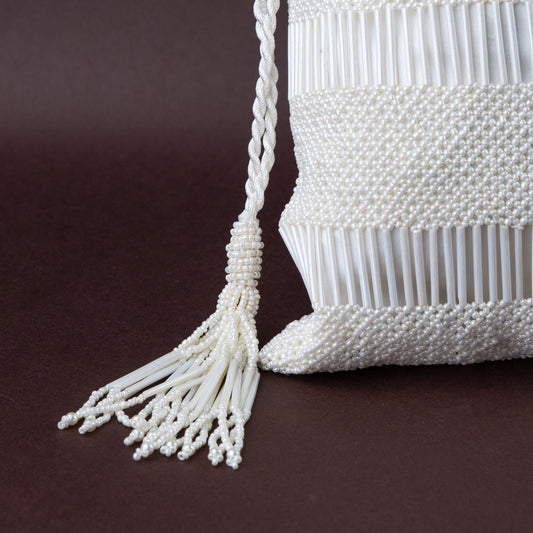 White Pearl & Salli Crochet Potli