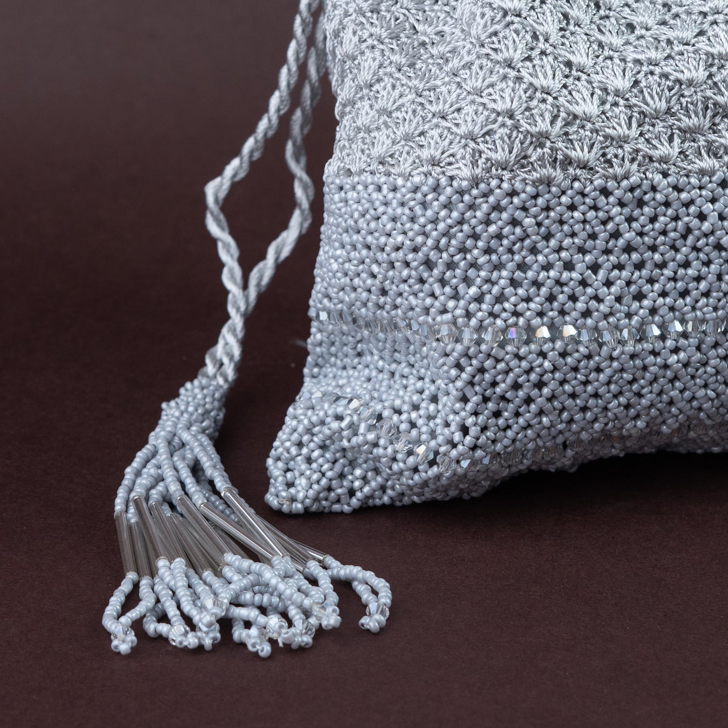 Grey Crochet & Beads Potli