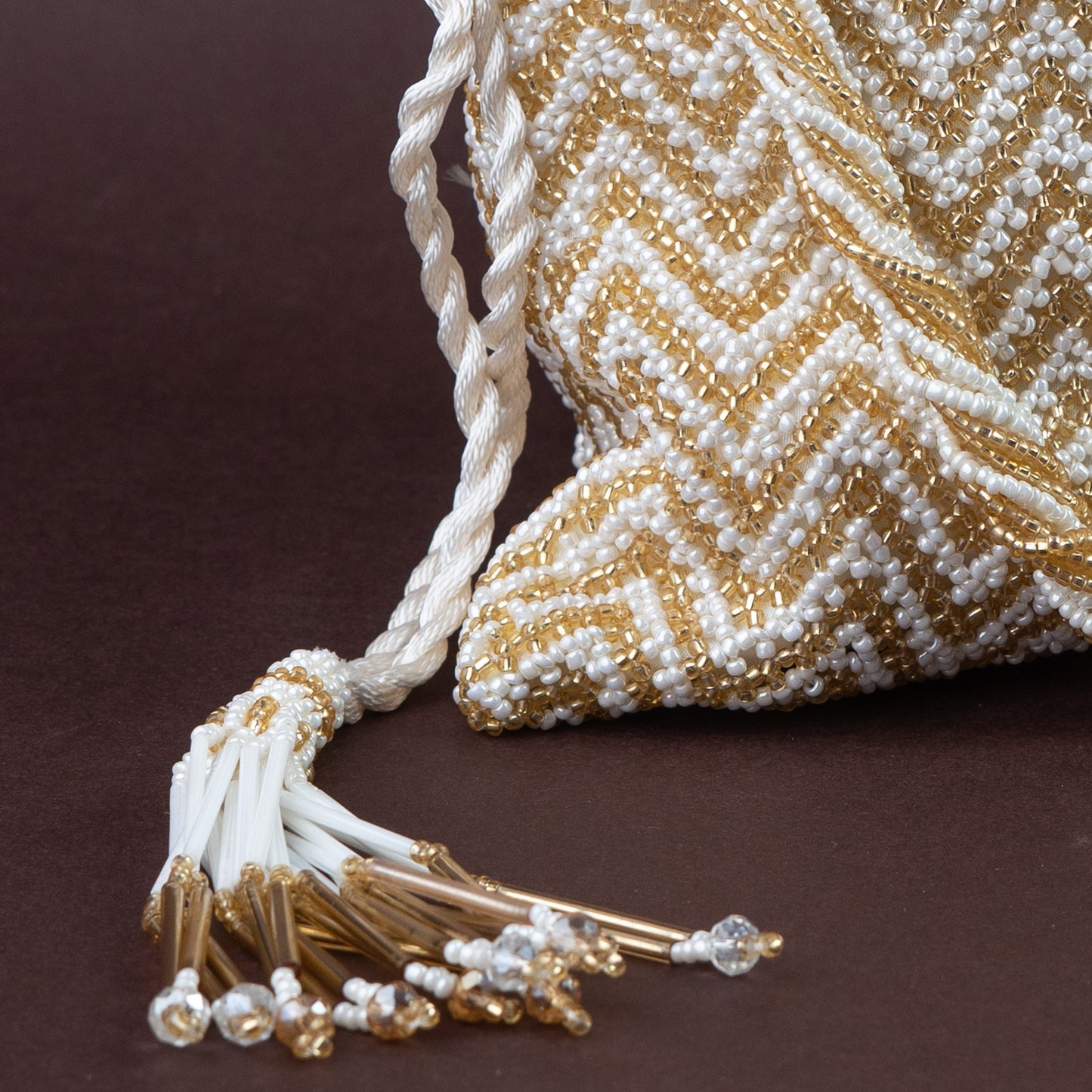 Gold & Ivory Full Beaded Potli