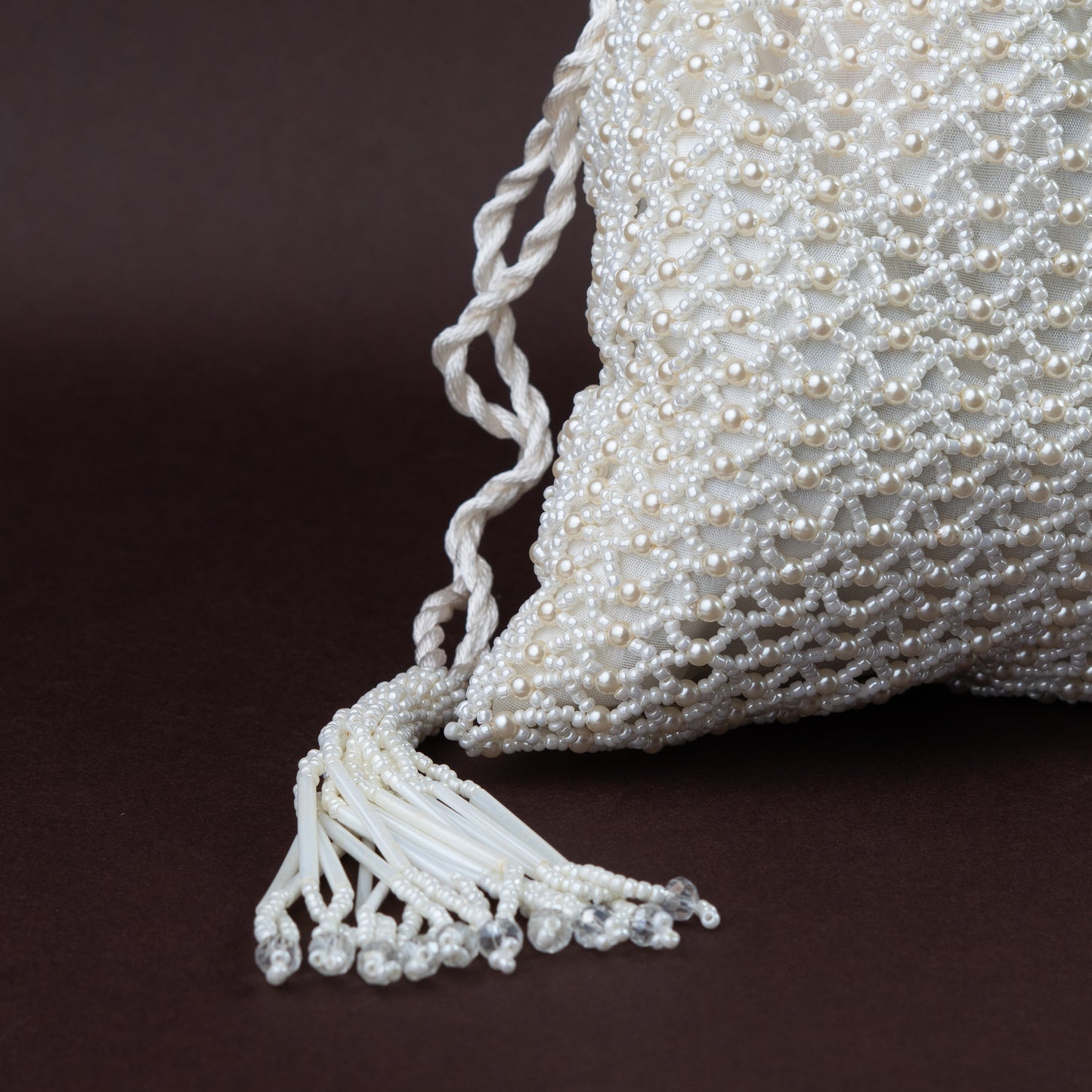 White Crochet & Pearl Jali Potli