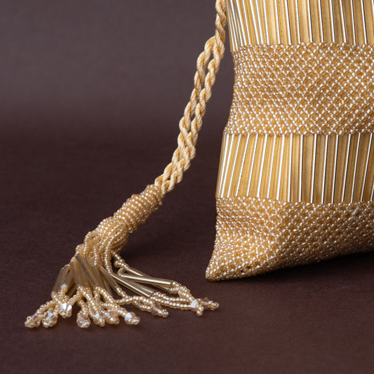 Crochet with Bright Golden Pearl & Salli Potli