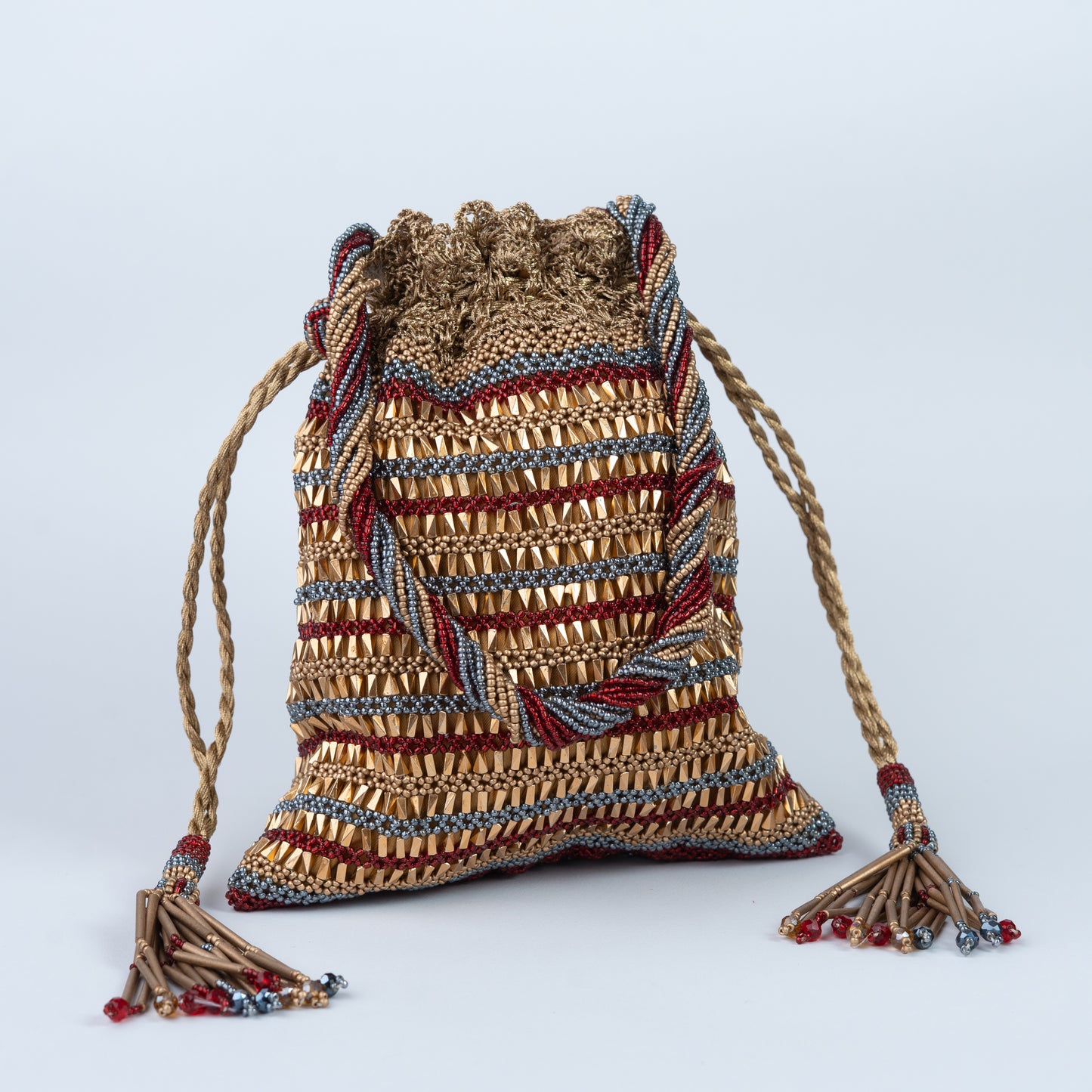 Multicoloured Crochet & Beaded Potli