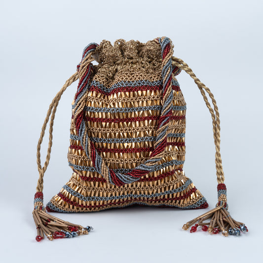 Multicoloured Crochet & Beaded Potli