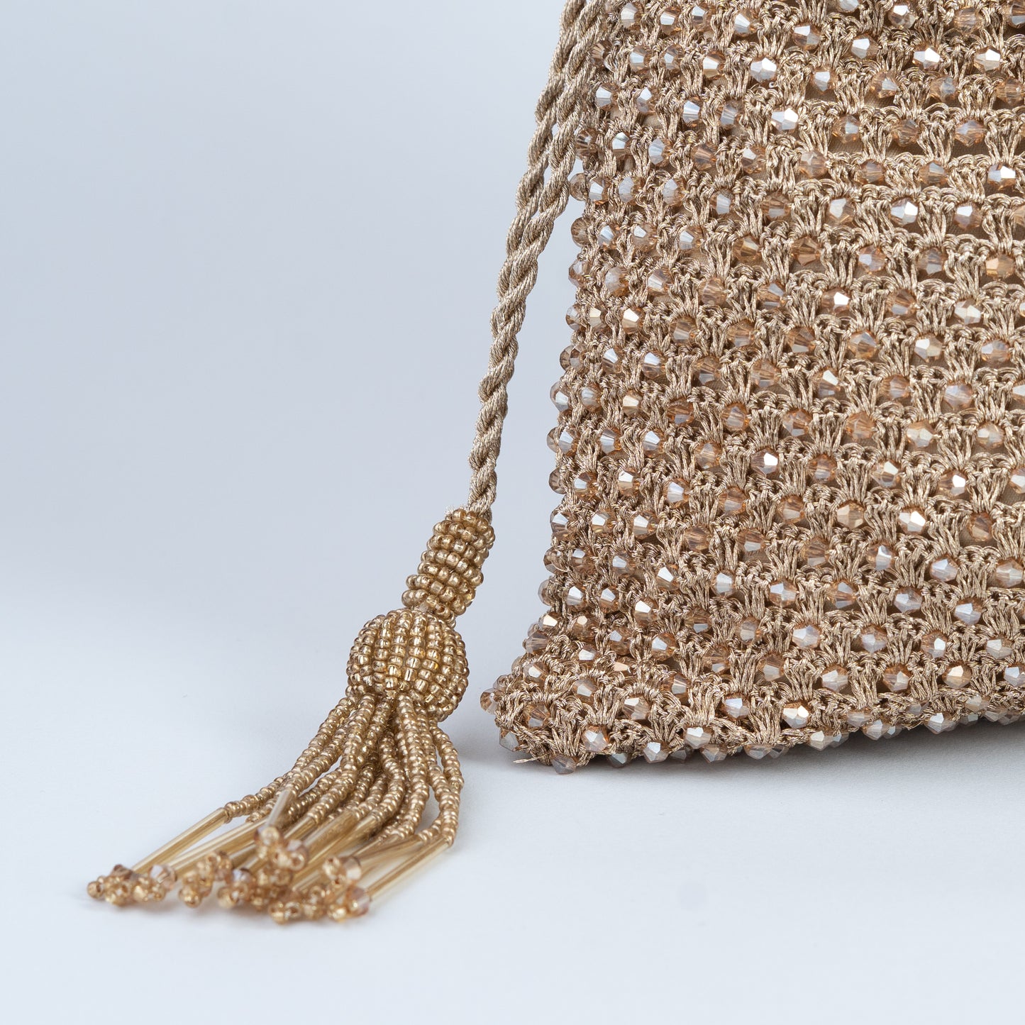 Crochet & Crystal Gold Potli