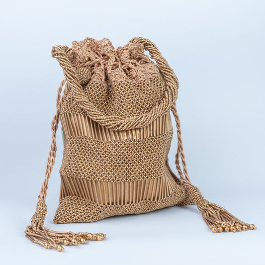 Crochet with Antique Golden Pearl & Salli Potli