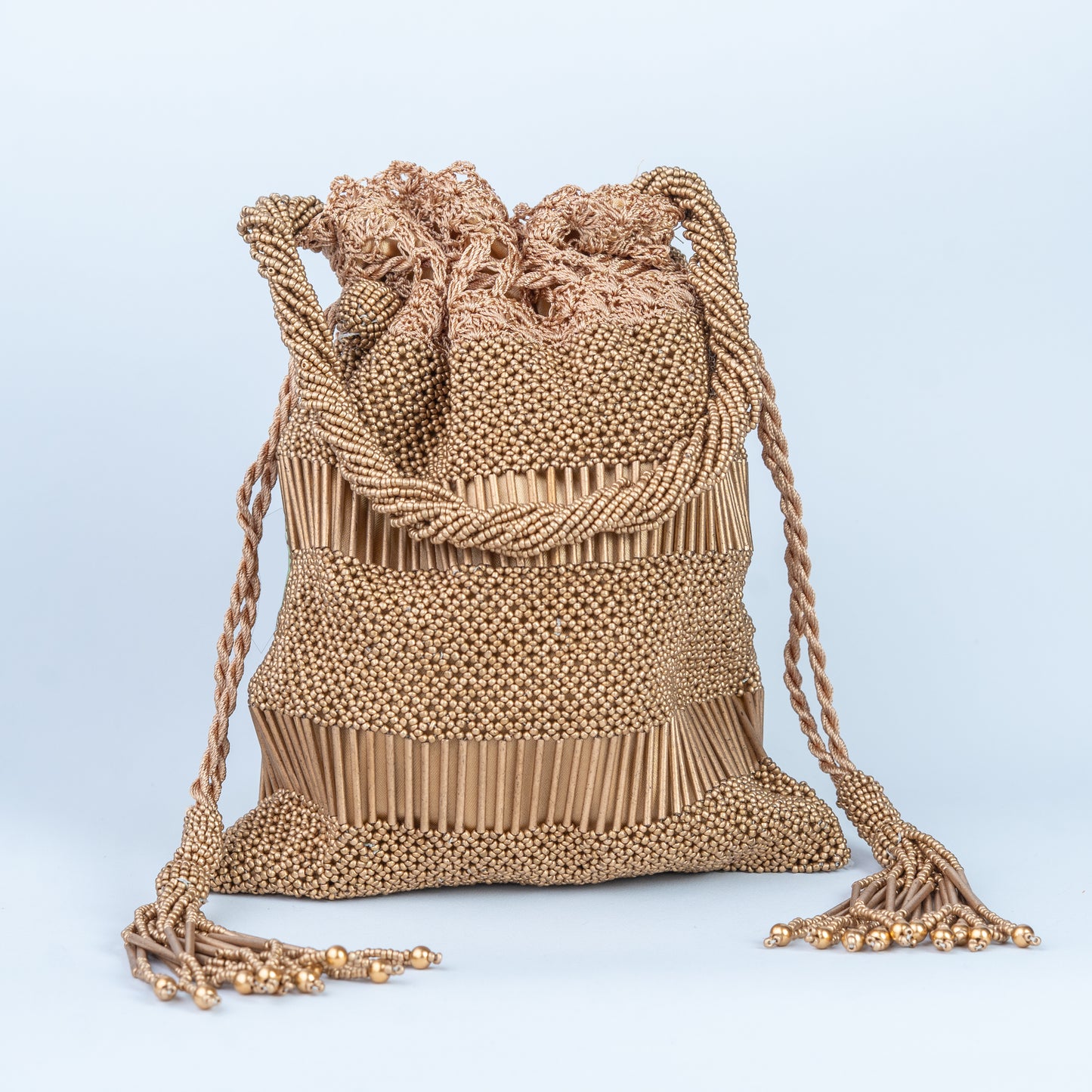 Crochet with Antique Golden Pearl & Salli Potli