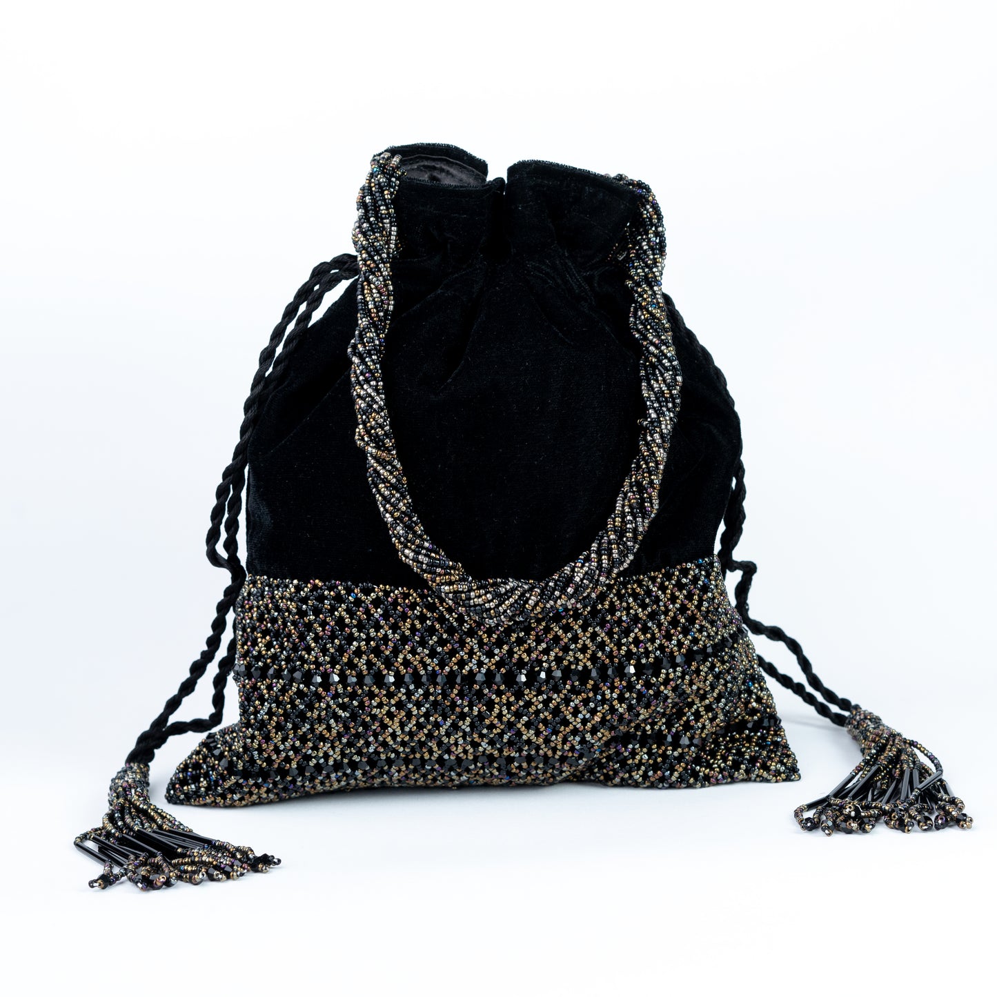 Black Velvet & Beaded Potli