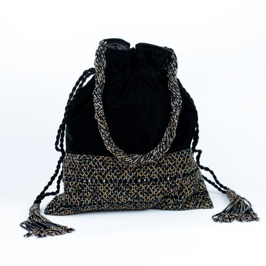Black Velvet & Beaded Potli