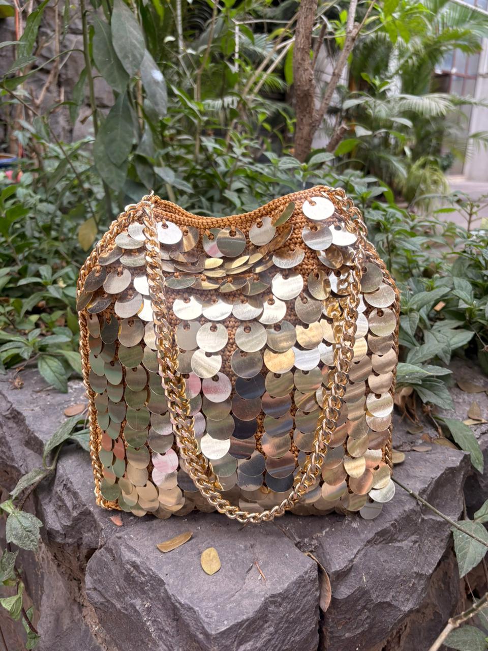 Gold Sequin Statement Bag
