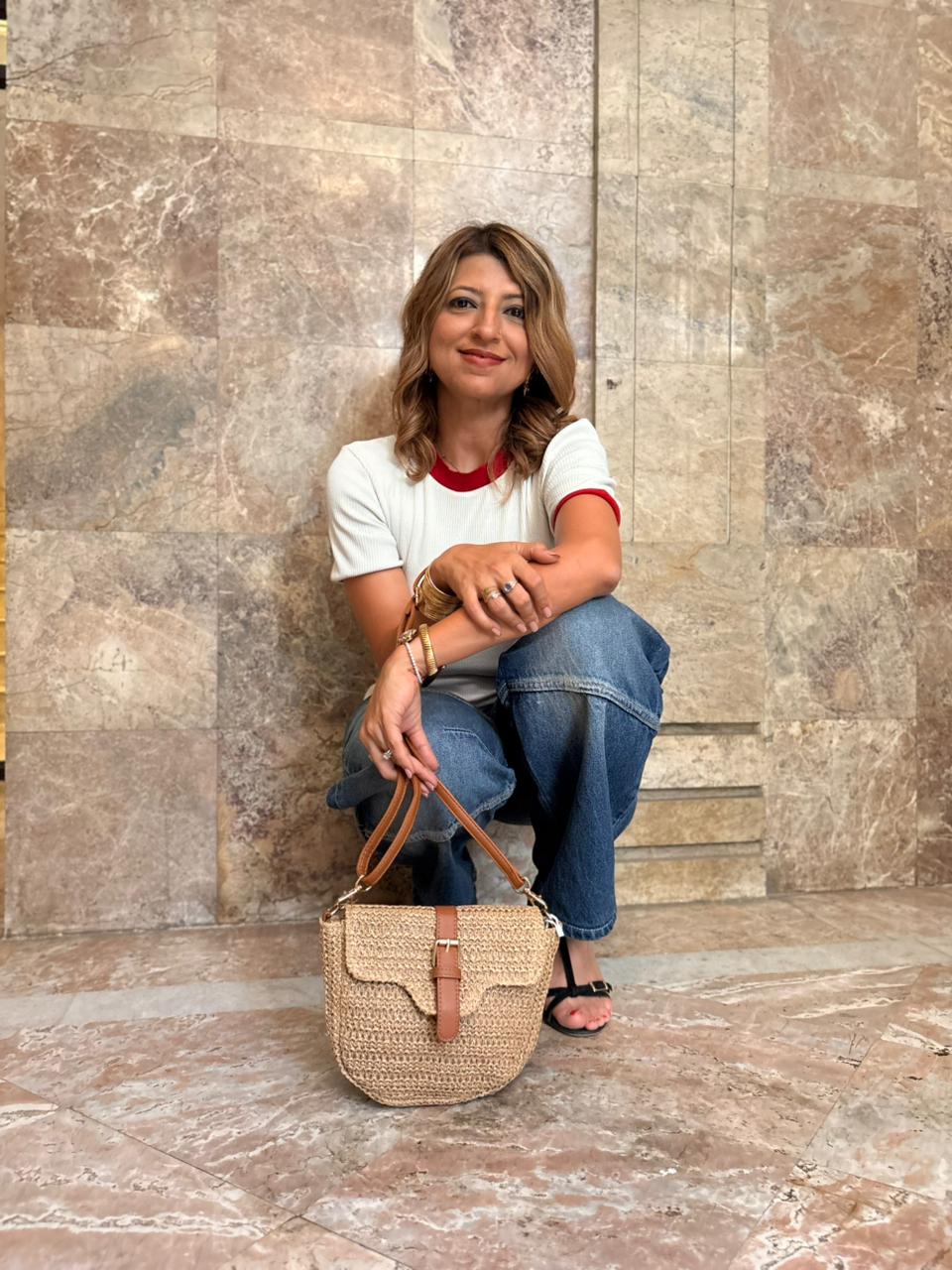 Brown Woven Crossbody Bag